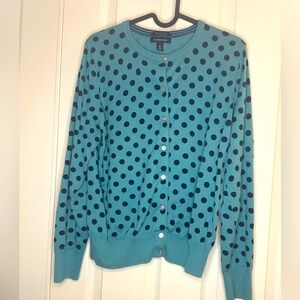 Lands End retro polka dot button up cardigan sweater